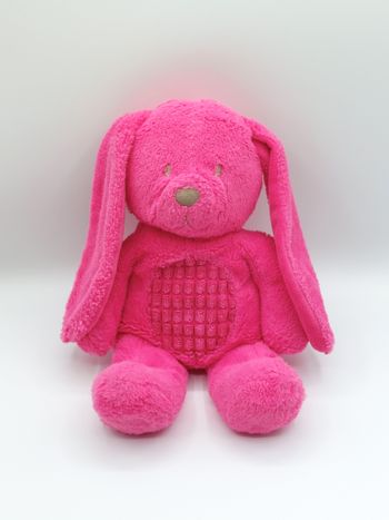 Peluche doudou lapin rose fuschia TEX BABY 34 cm/environ 50 cm avec les oreilles