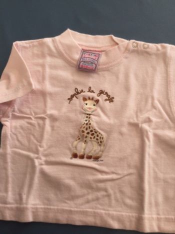 tee shirt sophie la girafe rose 100% coton tbe  6 / 12 mois