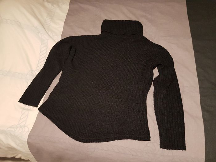 Pull col roulé maille noir tally weijl - photo numéro 2