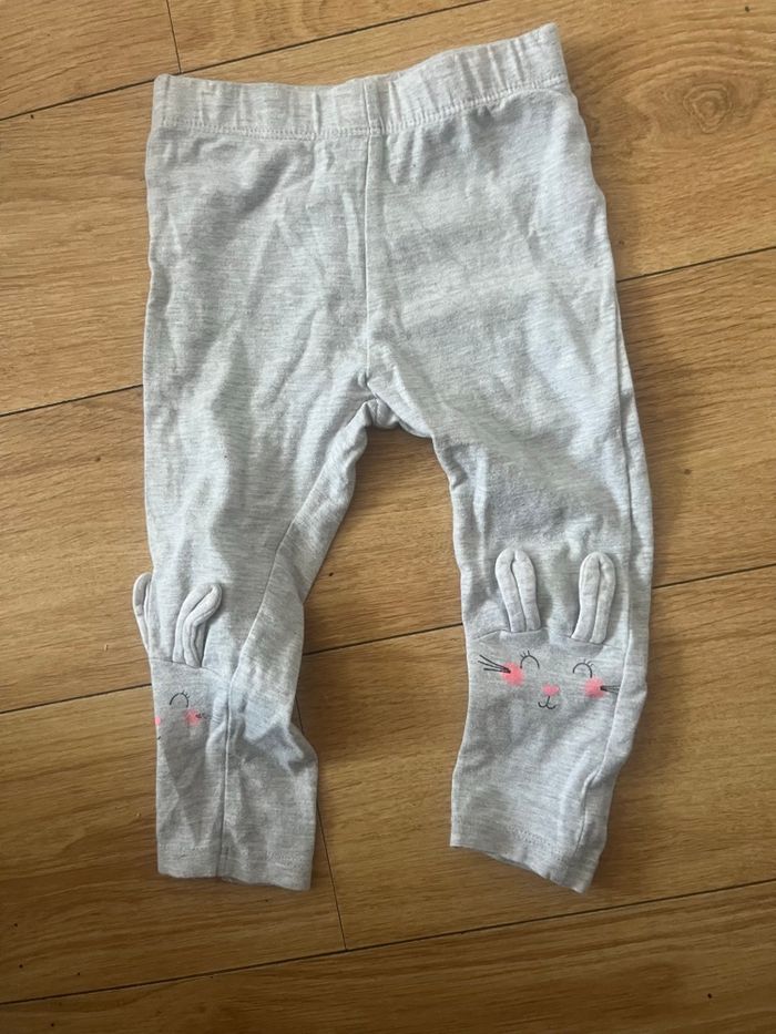 Legging fille gris avec tête de lapin tex 18 mois - photo numéro 1
