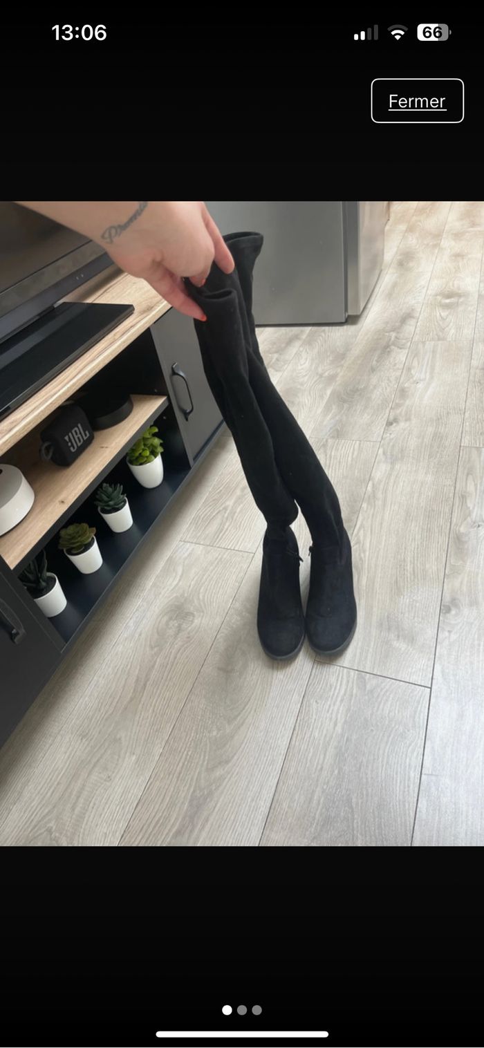 Cuissardes noires en daim - photo numéro 3