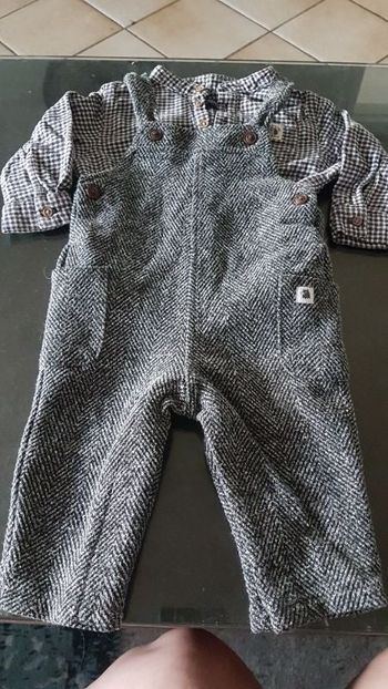 salopette et chemise grise kiabi 6 mois