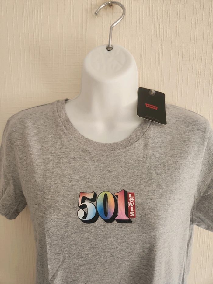 Tee-shirt manches courtes Levi's XS gris motif 501 multicolore - photo numéro 4