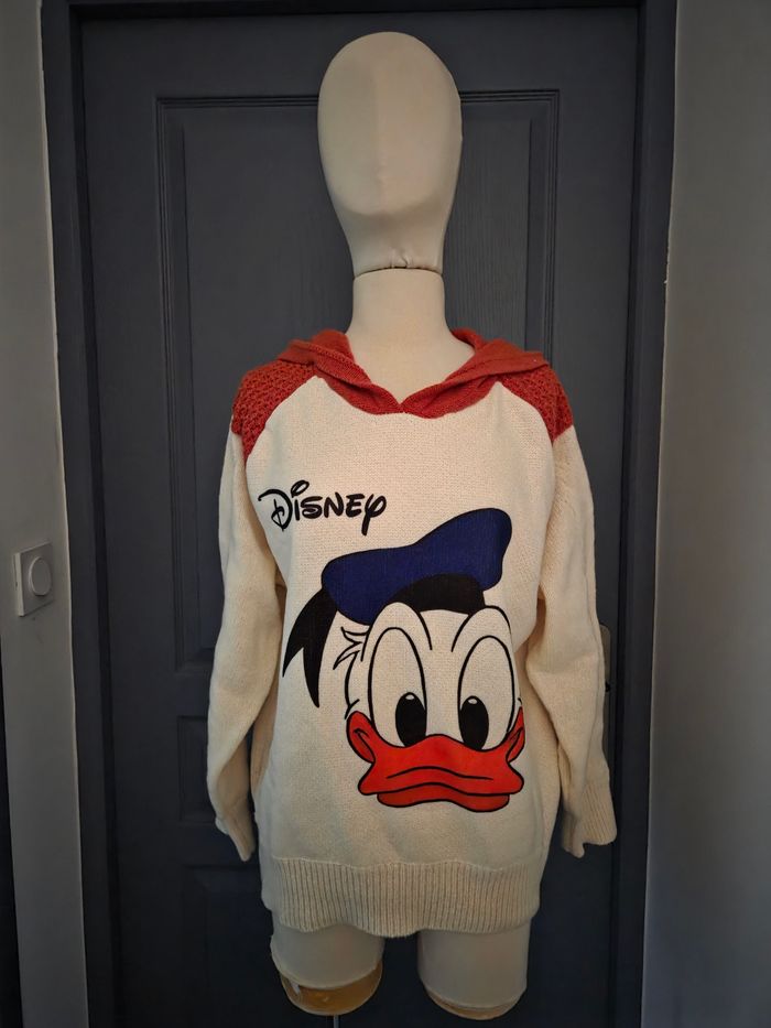 💸Soldes💸 Pull / sweat à capuche femme à col v  Disney Donald Duck ⚠️Article Neuf et NON TBE 🦆