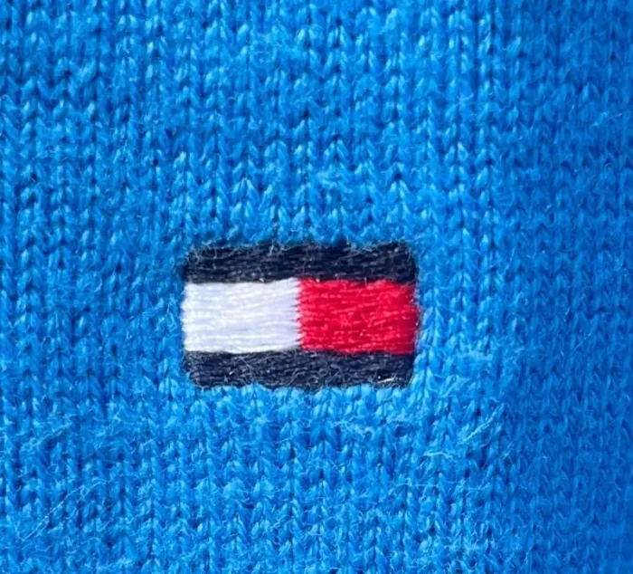 V-Neck Knit Pullover pull Tommy Hilfiger Mens XL Pima Cotton blue - photo numéro 3