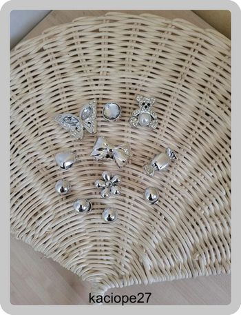 Lot de 12 Jibbitz argentés – Fantaisie chic en plastique dur