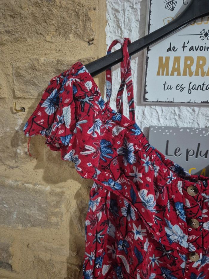 Top épaules dénudées à fleurs avec bretelles et manches sur epaule Creeks taille 46 - photo numéro 2