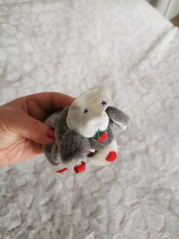 Peluche miniature souris avec le bonnet et ruban rouge - photo numéro 5