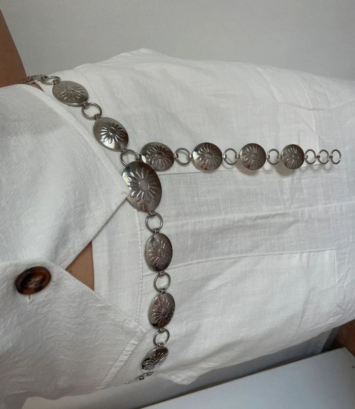 Ceinture chaîne argentée longueur 110 cm