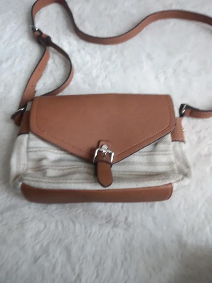 Sac bandoulière toile rayures marron - photo numéro 3