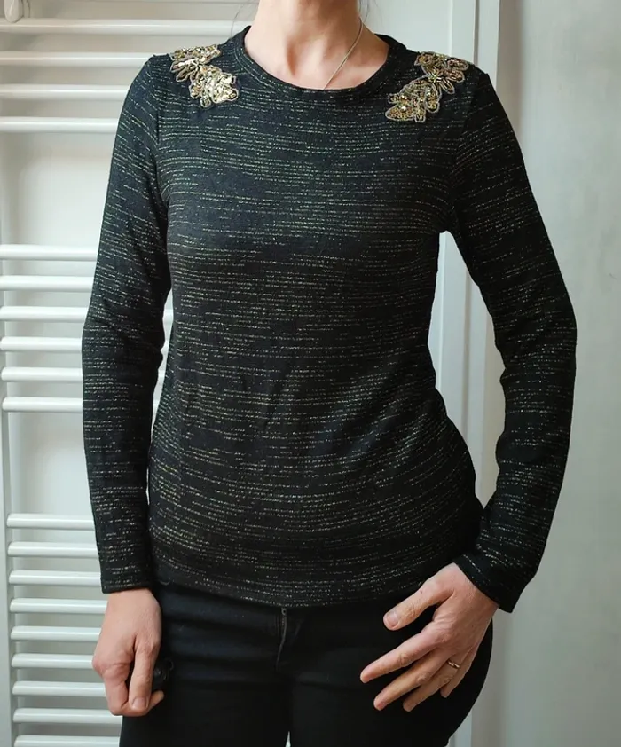 Pull maille fine doré S - photo numéro 2