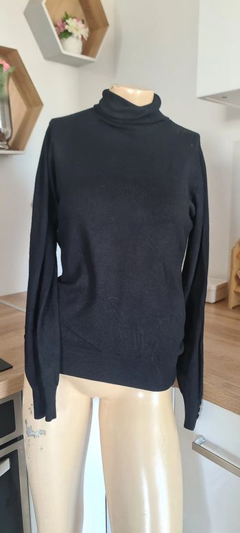 tres jolie pull a col rouler noir taille 38 phildar tres confortable leger