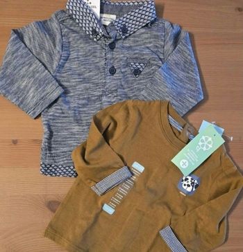 (NEUFS non portés) 🏷🏷🥰💙 SUPERBES polo ml et teeshirt ml 3mois Garçon 💙🥰