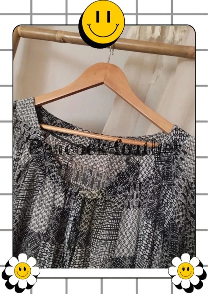 Blouse transparente noire blanche 3/4 T5 - photo numéro 9