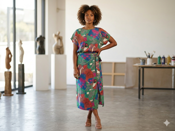 ensemble jupe et haut imprimé coloré fluide Taille unique Fait par une couturière