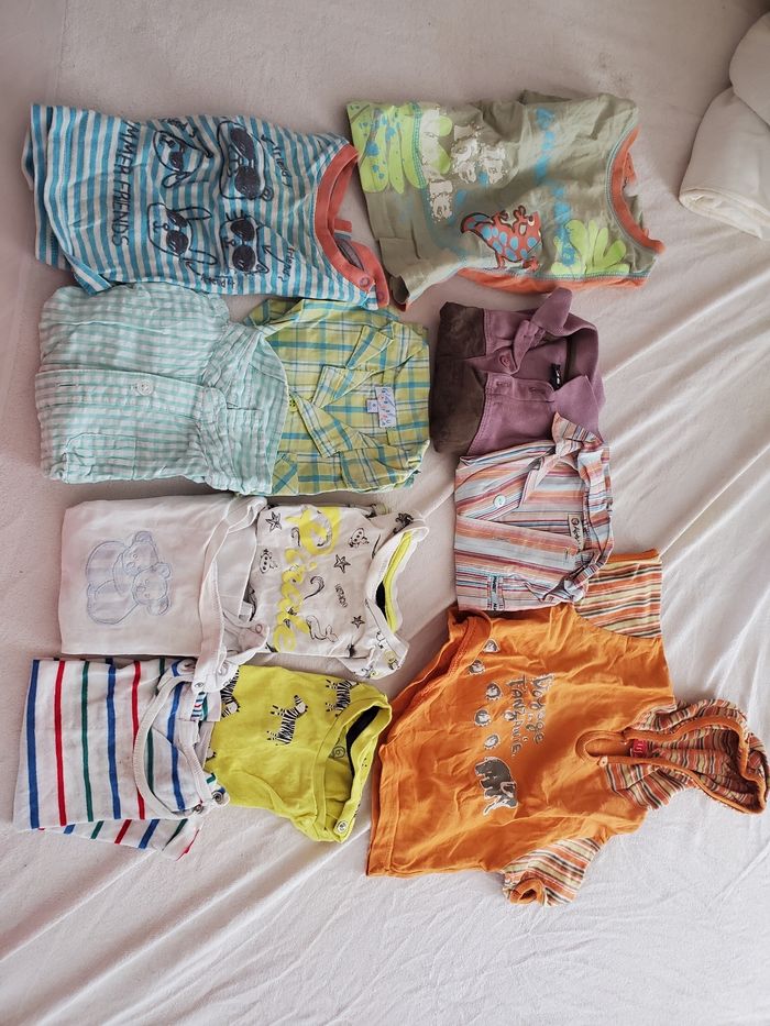 lot de 11 t-shirt et chemises bon état 6 mois