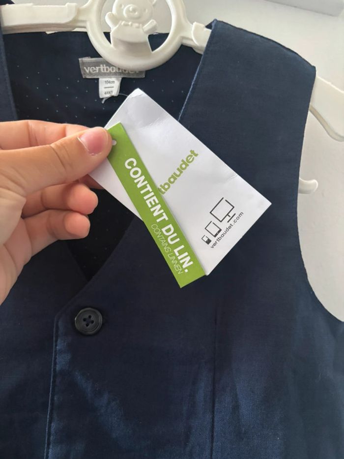 Gilet cérémonie bleu marine en lin 4A Verbaudet - photo numéro 4