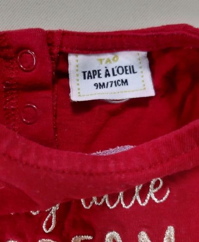 Tee-shirt manches longues / blouse rouge bordeaux fille - tape à l'Œil - 9 mois - photo numéro 4