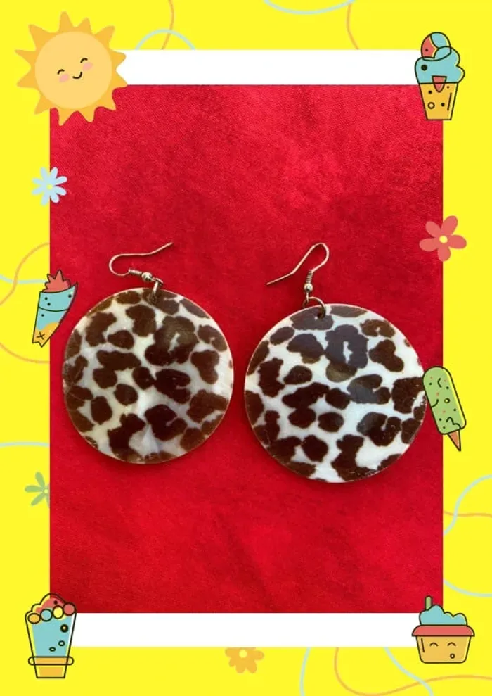 Boucles d'oreilles rondes marrons crèmes