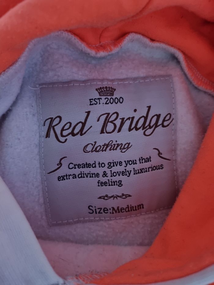 Sweat à capuche blanc et orange fluo taille M mixte - photo numéro 2