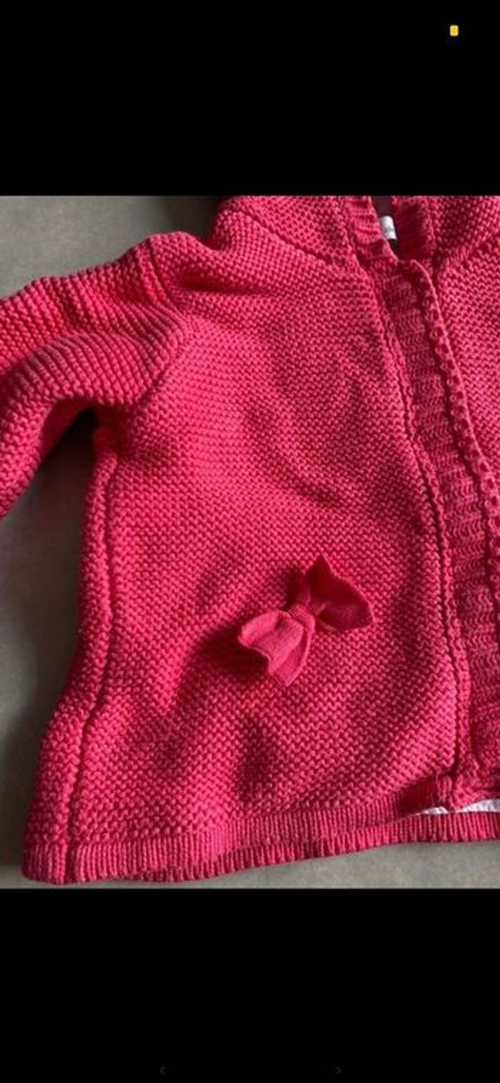 Gilet à capuche épais rose 9 mois - photo numéro 2