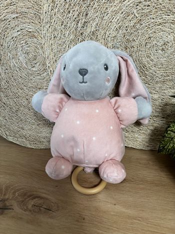 Neuf doudou lapin musical rose gris étoile simba toys 