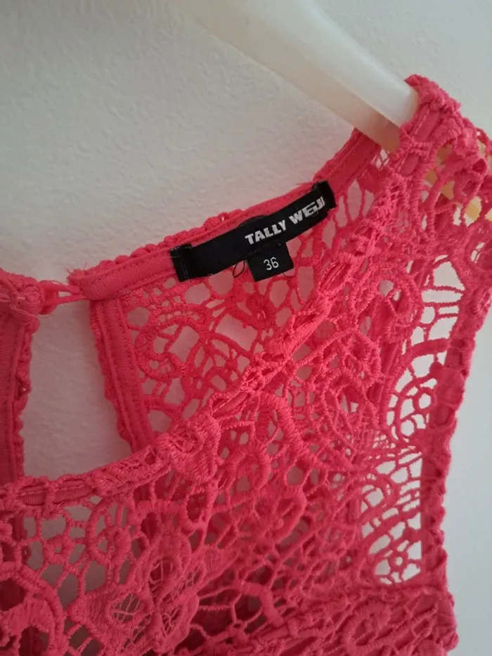 Robe fushia - Tally Weijl - Taille 36 - buste dentelle dos nu occasion jupon - photo numéro 4