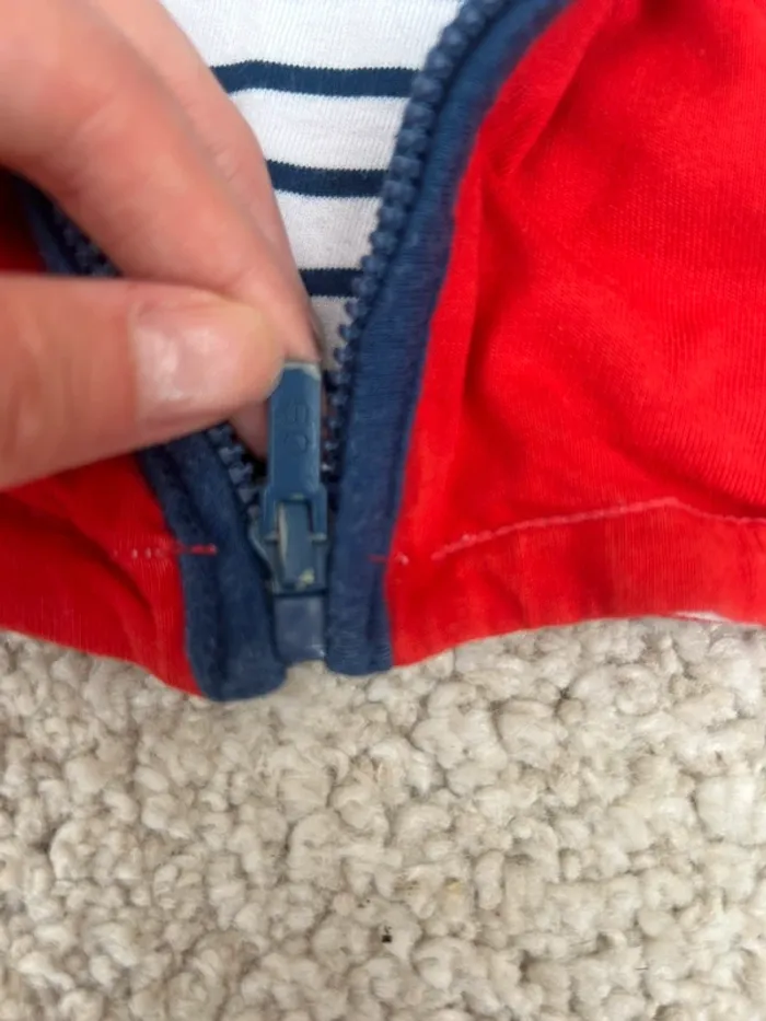 Veste légère réversible rouge et marin mixte - Obaibi - 12 mois - photo numéro 2
