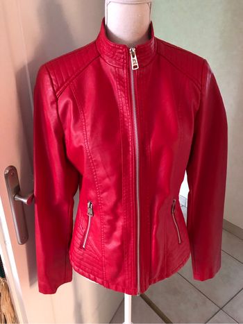 Blouson similicuir cuir rouge