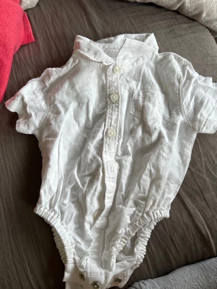 Chemise body en lin et coton 3-6m