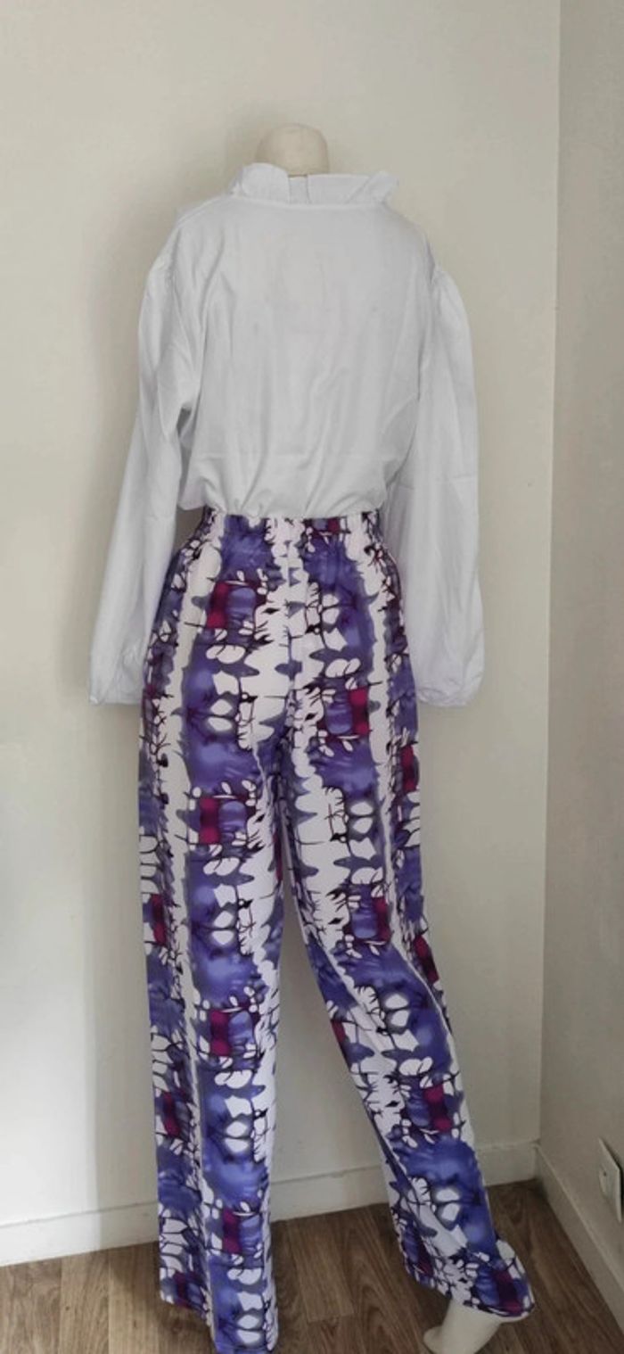 Pantalon Palazzo Vibrant & Blouse Romantique Blanche - photo numéro 5
