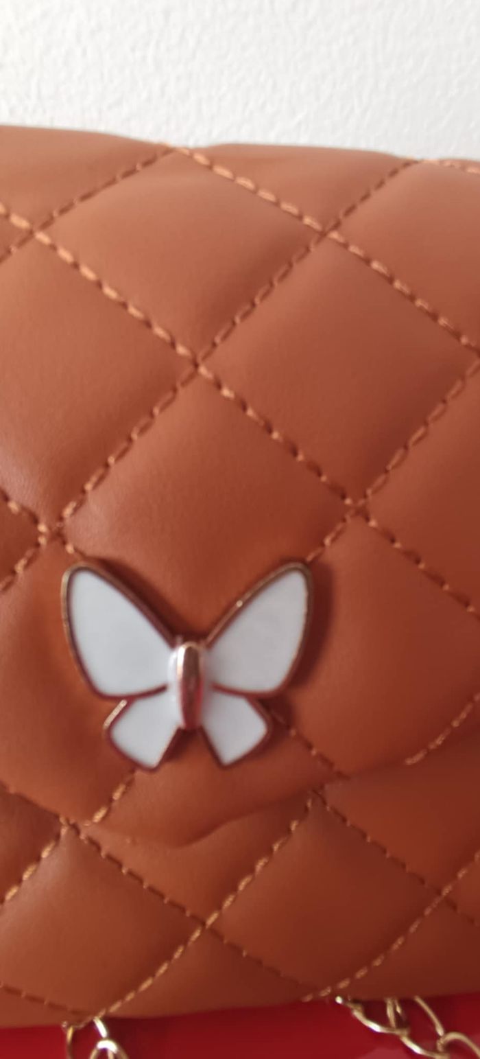 Petit sac à main beige/camel avec bandoulière dorée - photo numéro 6