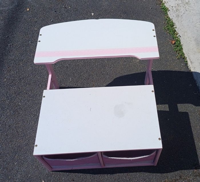 Meuble enfant 2 en 1 fille bureau et banc - photo numéro 3