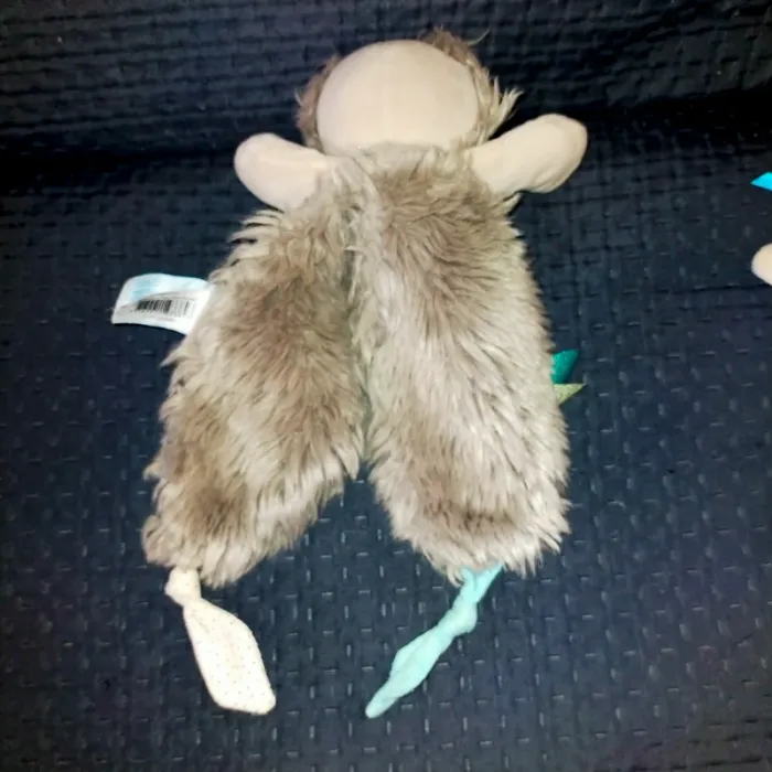 Doudou ours gris, blanc plat collection frisounours Baby nat - photo numéro 3