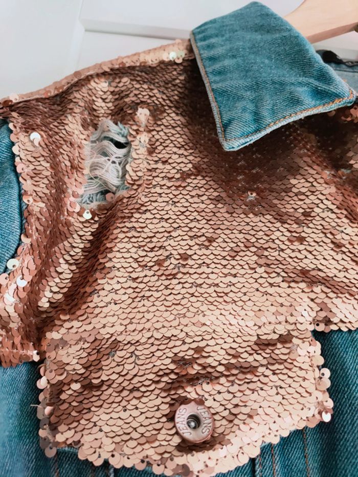 Veste en jean sequin or eight paris taille M L 40 42 neuf - photo numéro 3