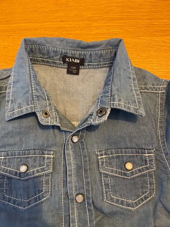 Chemise jeans manche courtes 12 mois fille - photo numéro 2