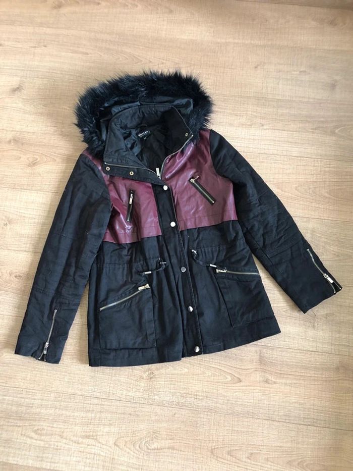 Parka noire et bordeaux avec capuche Morgan taille 40 TBE - photo numéro 14