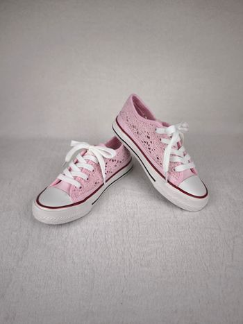 Sneakers rose et blanche crochet fille pointure 34