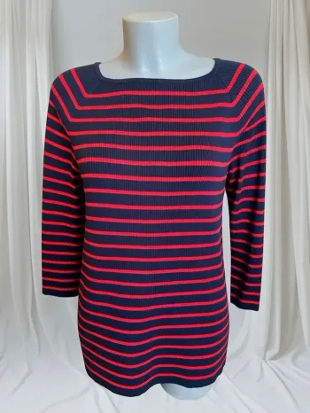 Pull Marinière Lauren Ralph Lauren Femme – Rayé Rouge et Bleu Marine – Taille 40