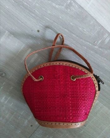 Porte monnaie paille rouge