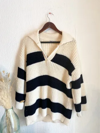 Pull sweat Zara rayé taille m L 38 40