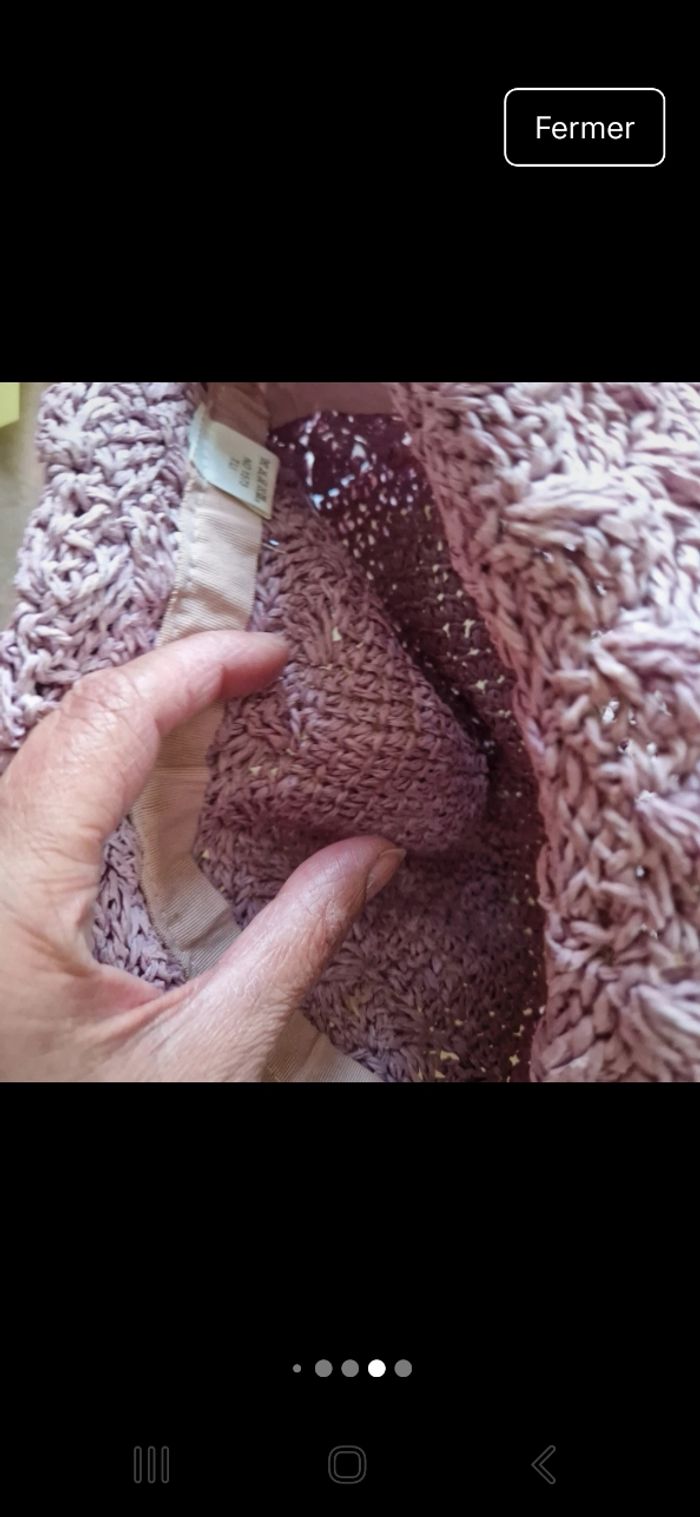 Chapeau été rose pale papier tressé - photo numéro 4