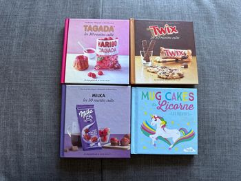 Livres recettes tagada, milka, twix et mig cakes