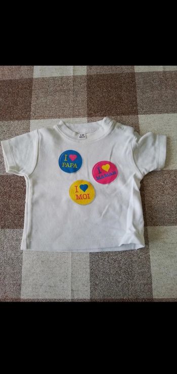 Tee shirt 3 mois blanc manches courtes