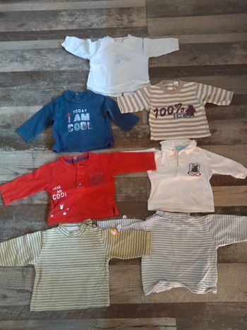 Lot 7 tee shirt manche longue 1 mois garçon