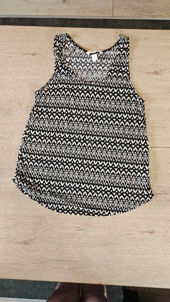 Débardeur fluide et léger noir à motif blancs, H&M, M, nickel