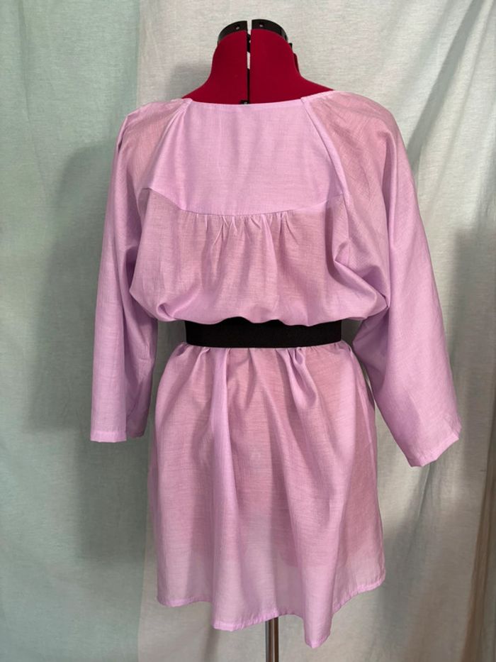 Magnifique robe tunique boheme loose en soie violine neuve S/M - photo numéro 2