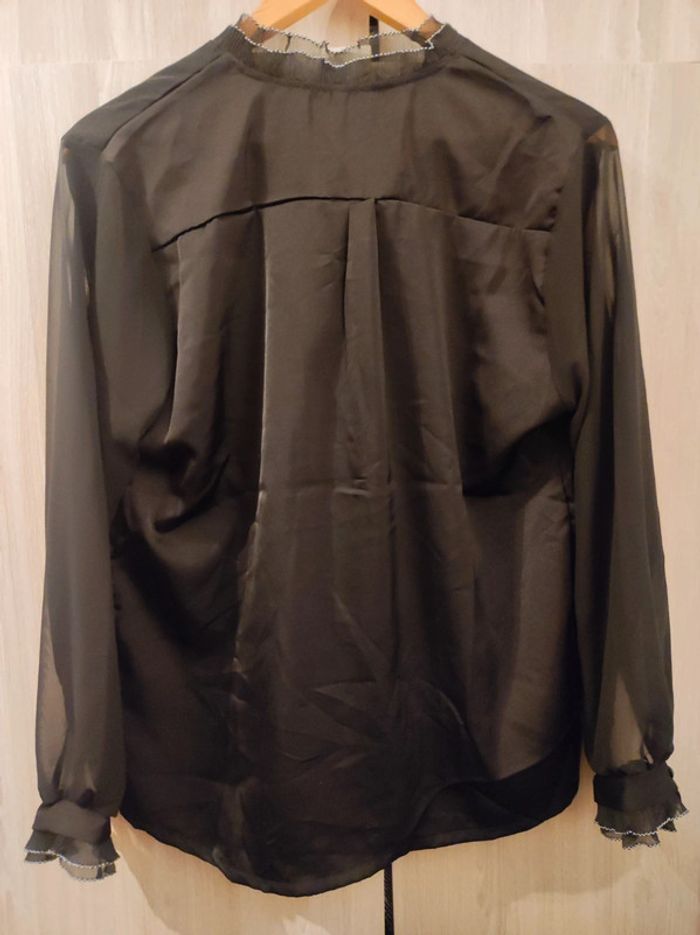 Blouse satin noir volants fantaisie t XXL - photo numéro 6
