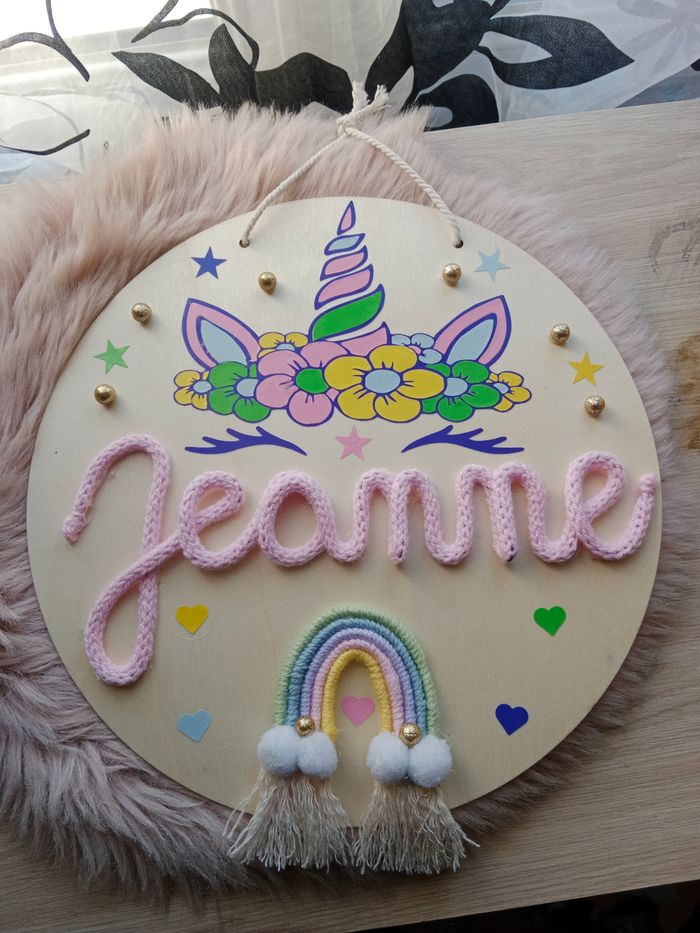 Cercle bois personnalisé licorne