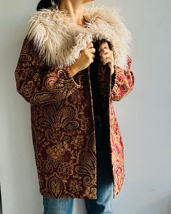 Magnifique manteau fausse fourrure vintage